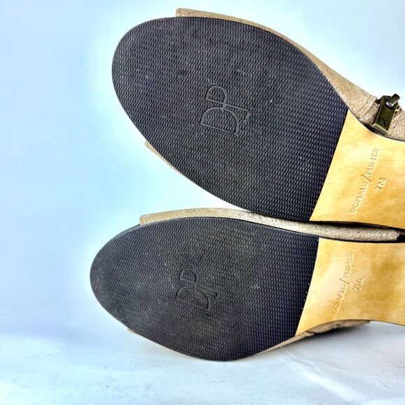 Donald J. Pliner Irene-60 Metallic Gold Peep-Toe Booties - Size 7M - Picture 12 of 13